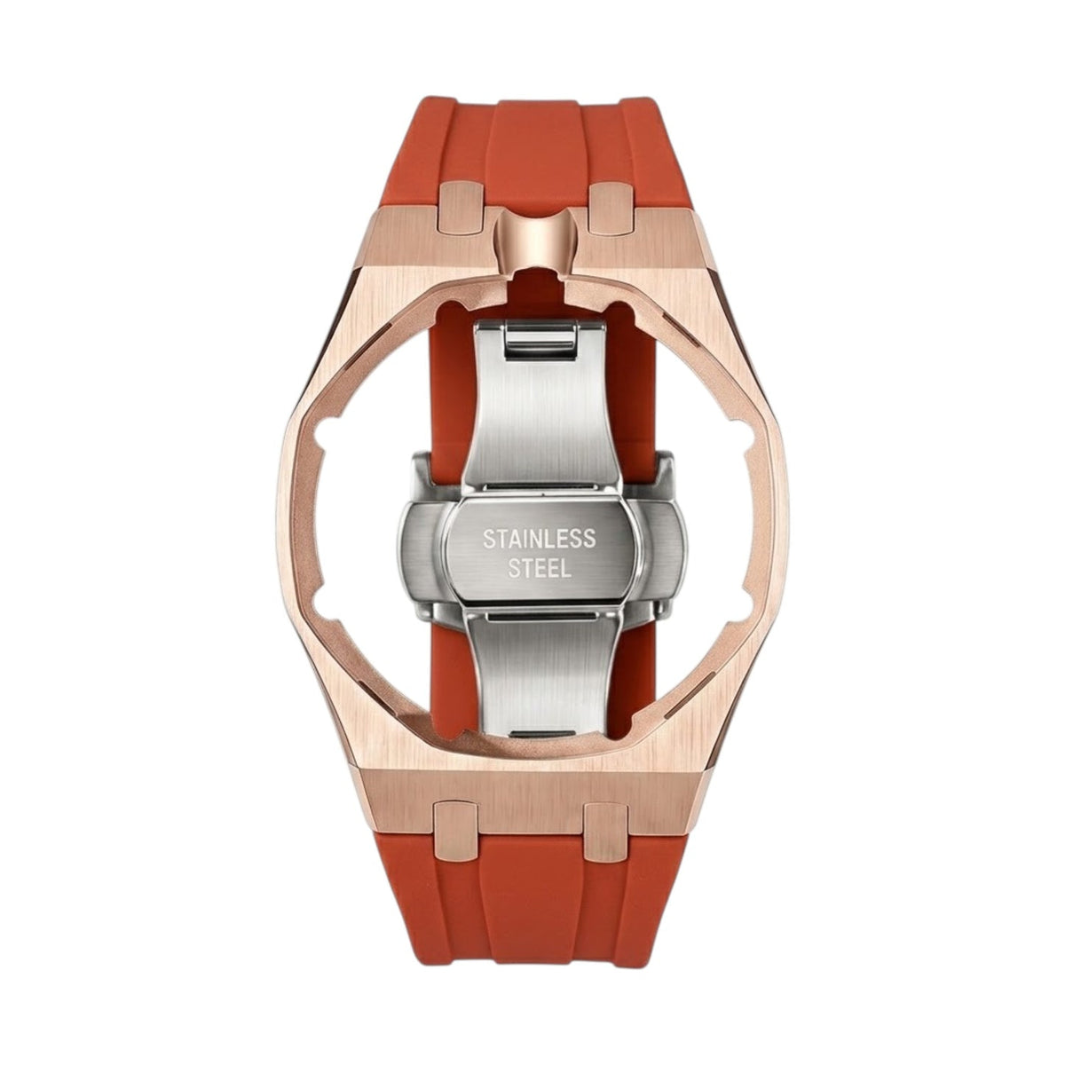 Royal Rose Gold Frame Steel & Silicone Strap - MODEGAA