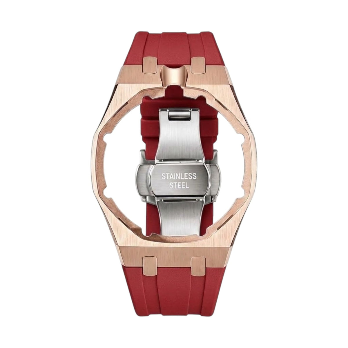 Royal Rose Gold Frame Steel & Silicone Strap - MODEGAA