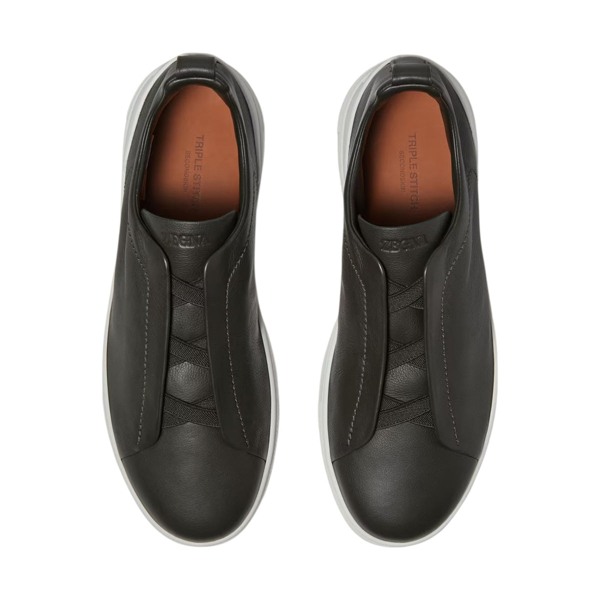 Z.E.G.N.A Dark Olive Green Triple Stitch™ SECONDSKIN Sneakers - MODEGAA
