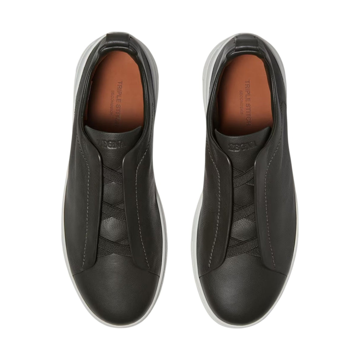 Z.E.G.N.A Dark Olive Green Triple Stitch™ SECONDSKIN Sneakers - MODEGAA