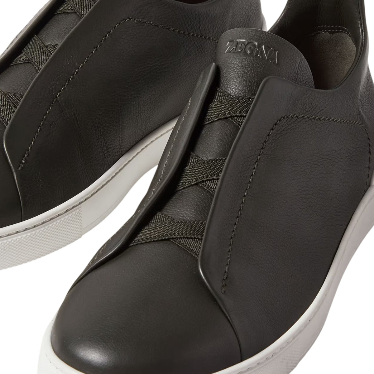 Z.E.G.N.A Dark Olive Green Triple Stitch™ SECONDSKIN Sneakers - MODEGAA