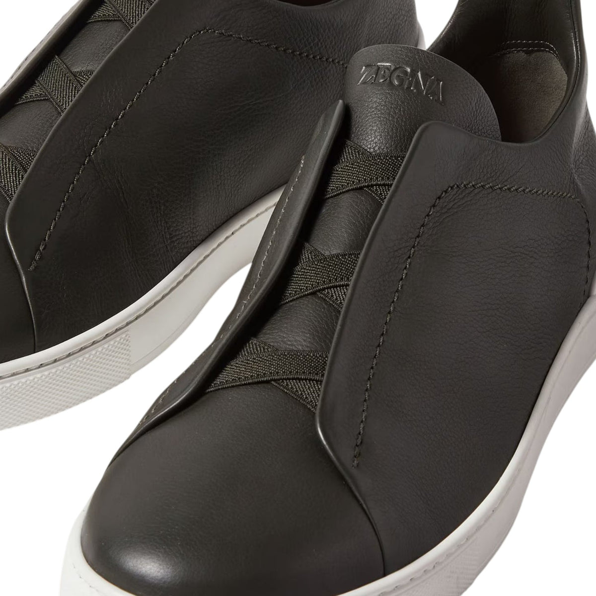 Z.E.G.N.A Dark Olive Green Triple Stitch™ SECONDSKIN Sneakers - MODEGAA
