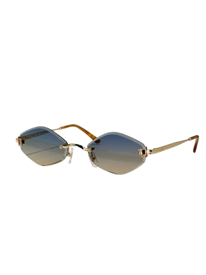 C A R T I E R Rimless Gradient Sunglasses –Greenish Grey Lens - MODEGAA